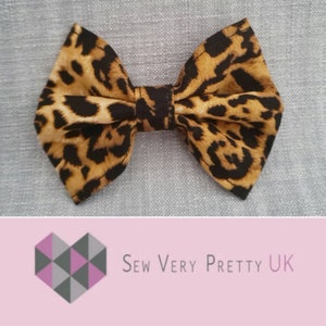 Leopard/animal print dog collar dickie bow/bowtie