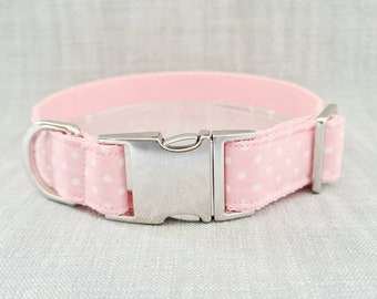 Collar de perro ajustable de lunares rosas / irregular en pequeño mediano y grande