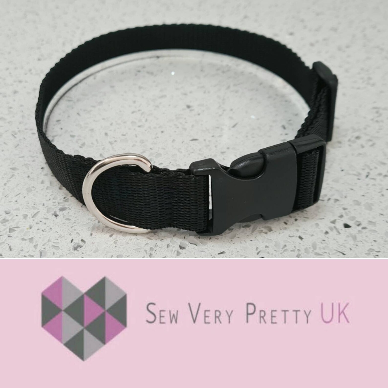 Black dog collar plain simple practical unisex webbing Etsy