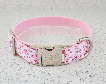 Dog collar- pink floral/ditsy, cute/girly dog gifts