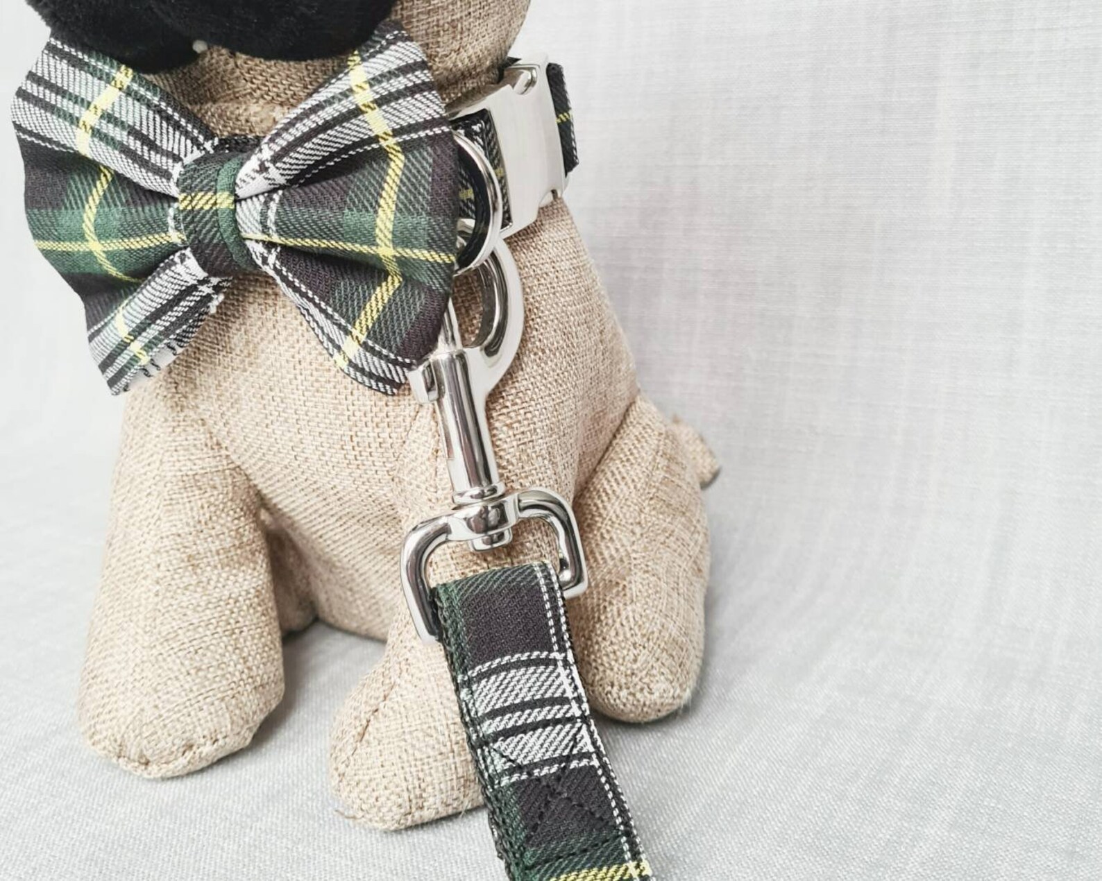 Green Tartan/plaid Dog Collar Lead and Dickie Bow Set Dog Etsy