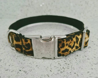 Collar de perro ajustable con estampado de leopardo / animal en pequeño, mediano, grande y extra grande