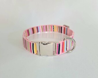 Pink stripe girly cute dog/puppy collar