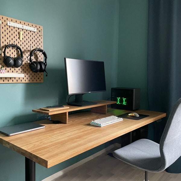 OAKO Denmark ''Golden Crust'', Premium Solid OAK Sit-Stand Desk, Electric Height-adjustable Desk