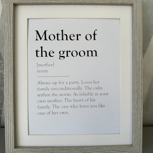Mum Definition Wall Art Print,  Birthday Present, Mum Appreciation Gift, Christmas Present, Mother of the Groom, Mother in Law Gift.