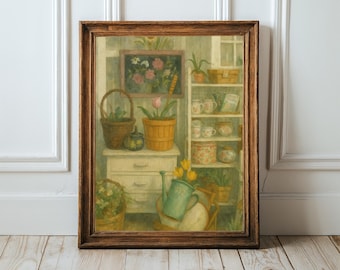The Garden Room - Vintage Floral Greenhouse Printable Art