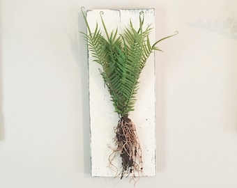 Hanging Fern Wall Art, Artificial Plant Display, Faux Plant Farmhouse Decor