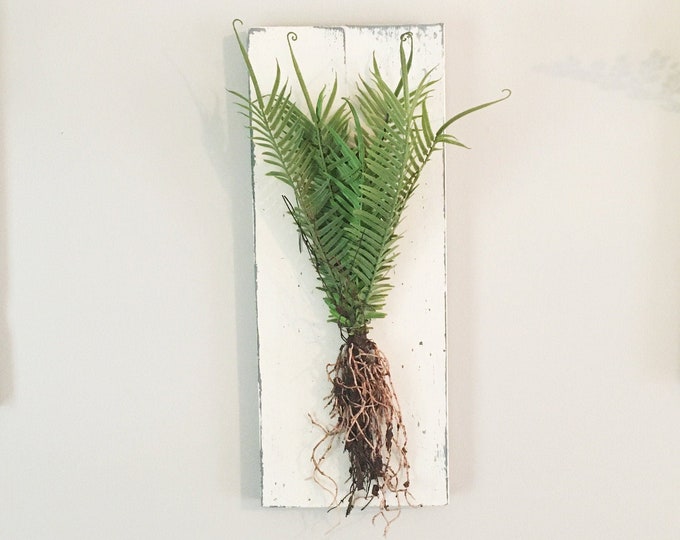 Hanging Fern Wall Art, Artificial Plant Display, Faux Plant Farmhouse Decor