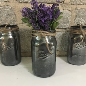 Mercury Glass Mason Jars, Rustic Vintage, Antique Mason Jar Vase Decoration