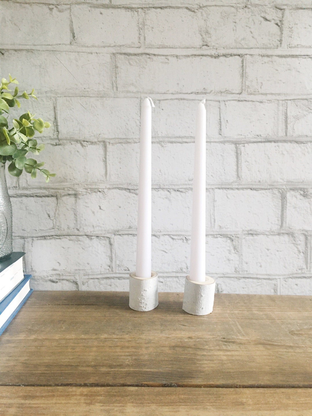 Wood Candle Stick Holders Set of 2, Natural Log Candle Holder