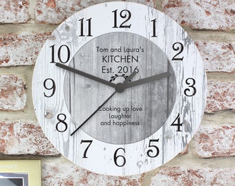 Personalised Time Spent Shabby Chic Large Wooden Clock