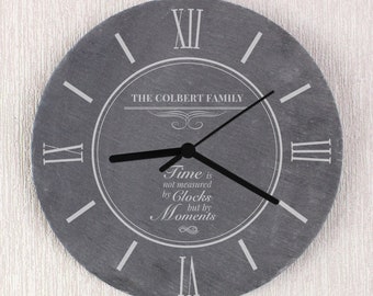 Personalised Moments Slate Clock | Wall Clock | Kitchen Clock | New Home | Wedding | Anniversary Gift