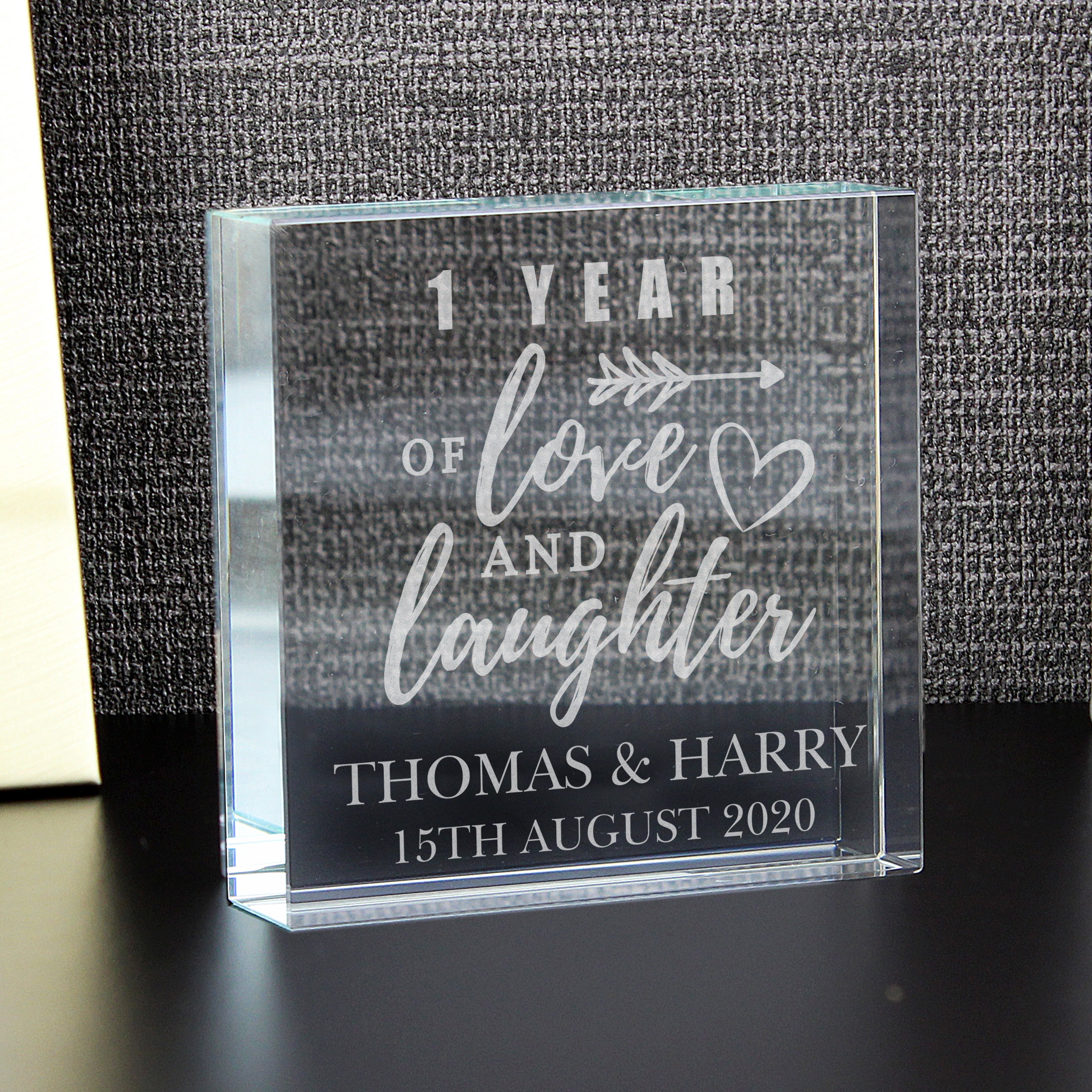 Engraved Large Crystal Glass Block Anniversary Keepsake Gift Etsy