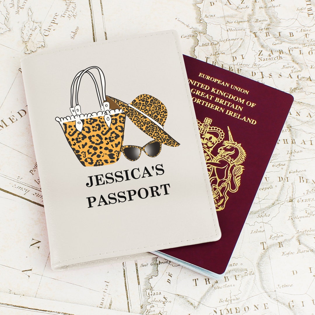 Personalised Leopard Print Cream Passport Holder | Travel Wallet ...