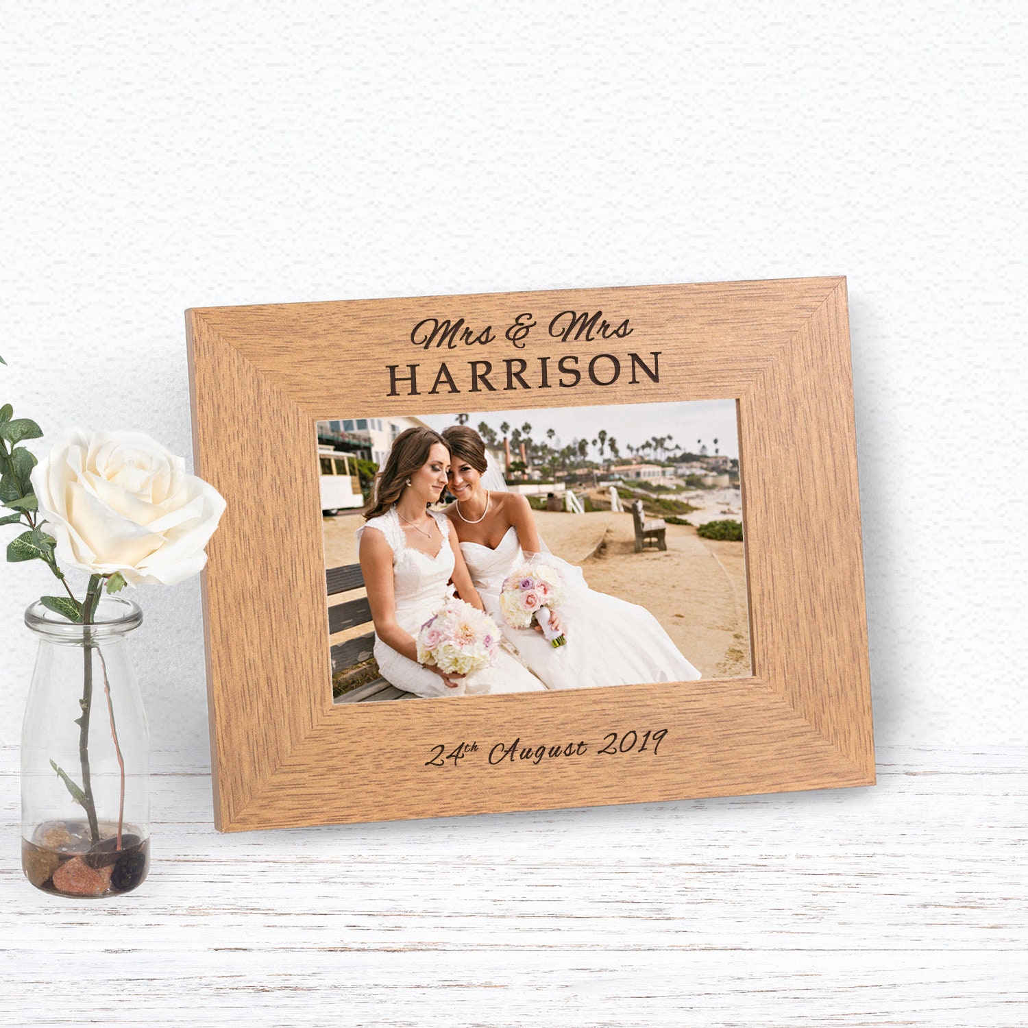 Personalised Wedding Wooden Photo Frame Engraved Wedding Day Etsy