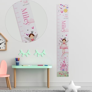 Personalised Fairy Princess Childrens  Height Chart | Kids Room Decoration