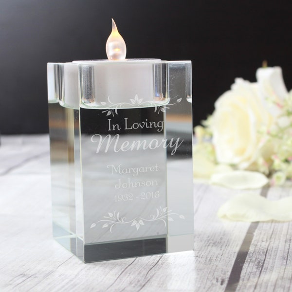 Engraved Sentiments Personalised  Glass Tea Light Holder | Memorial Candle Holder | Rememberence Candle