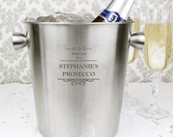 Ice Bucket Wine Cooler Stainless Steel Personalised Anniversary, Wedding Present, New Home Gift