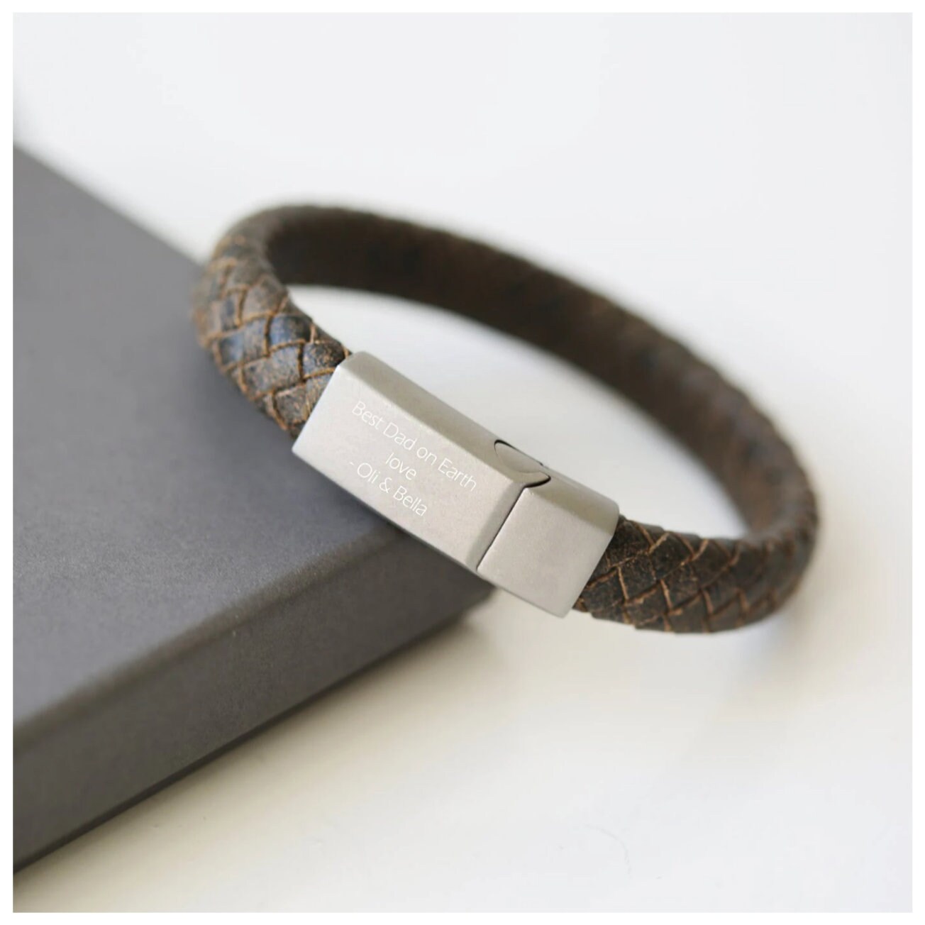 Personalised Antique Style Mens Leather Bracelet Rustic Etsy