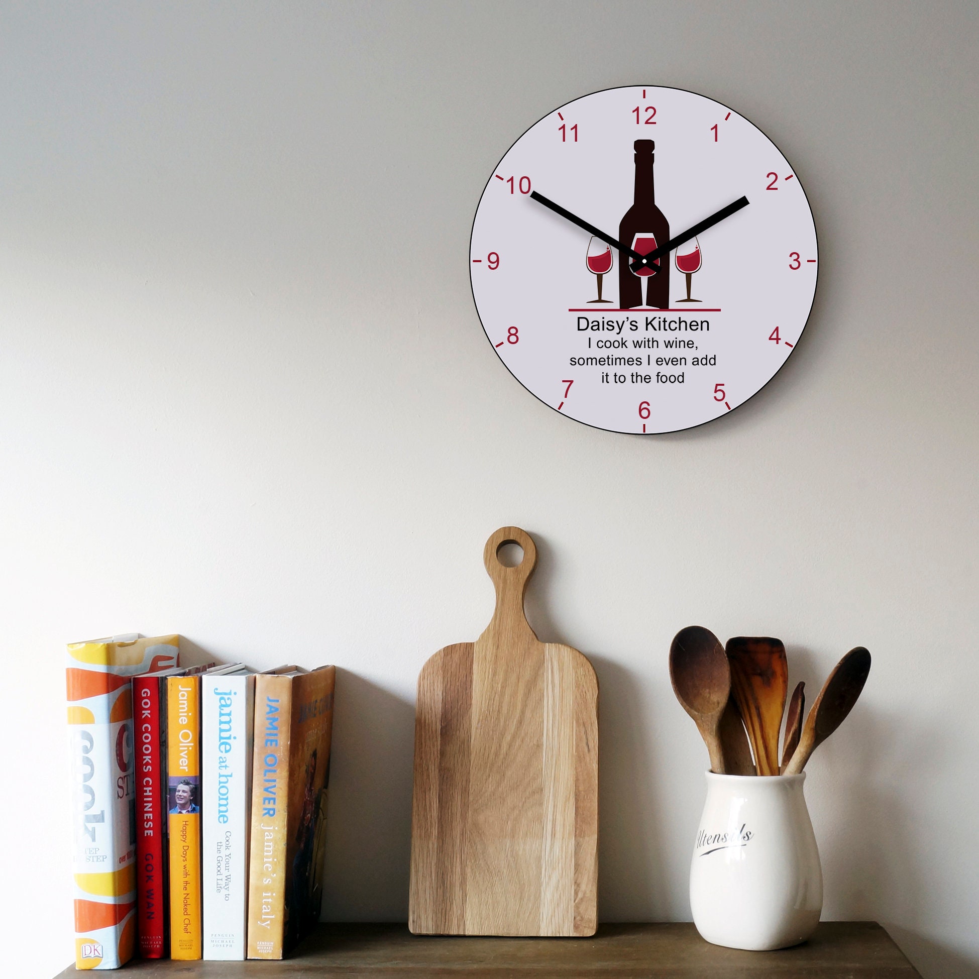 Personalised Red Wine Wall Clock Kitchen Clock New Home Etsy