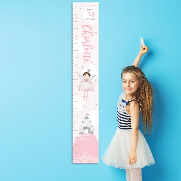 Personalised Fairy Princess Childrens  Height Chart | Kids Room Decoration