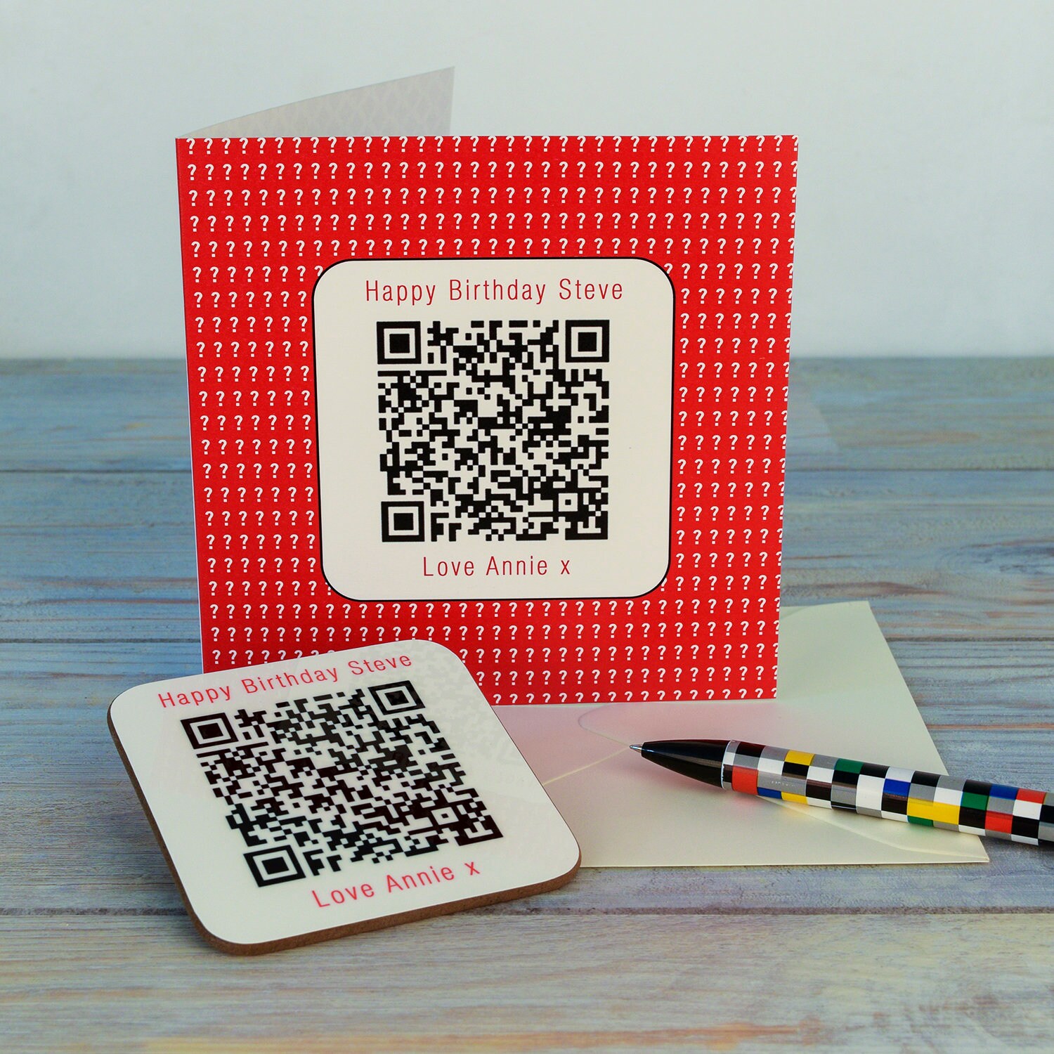 Greetings Card & Coaster Secret QR Code Message Etsy