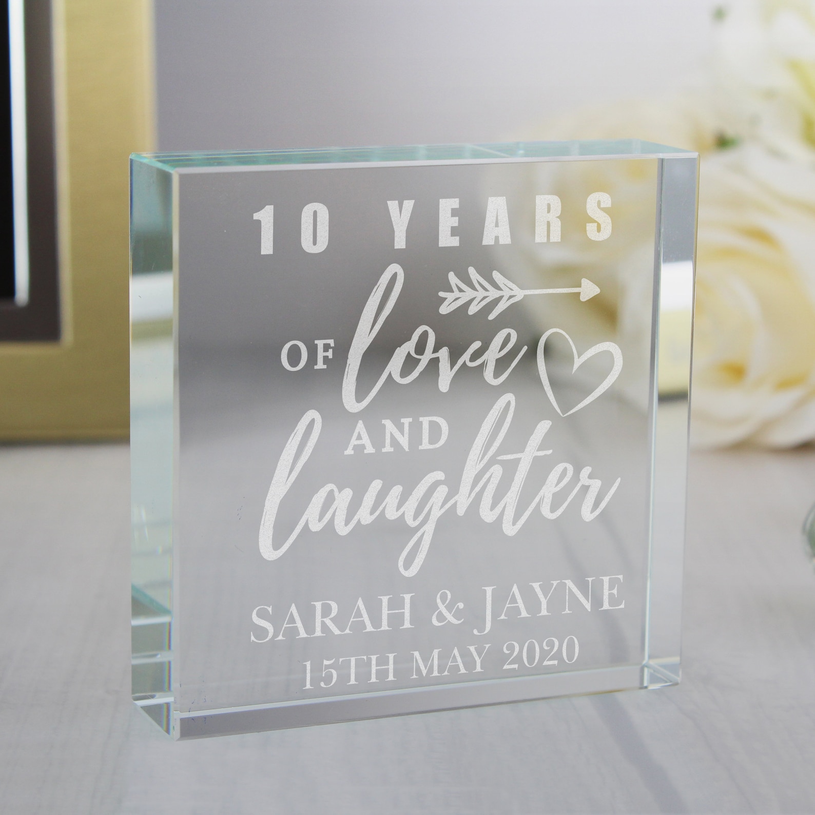 Engraved Large Crystal Glass Block Anniversary Keepsake Gift Etsy