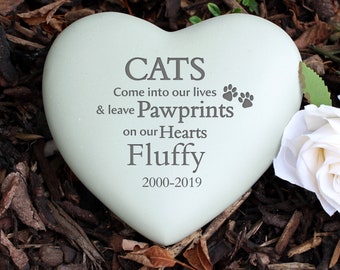 Personalised Cat Memorial Pawprints Heart | Pets Rememberence | Home and Garden