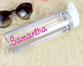 Personalised Pink Name Island Water Bottle | Sports Water Bottle | Reusable Water Bottle | Gym Water Bottle