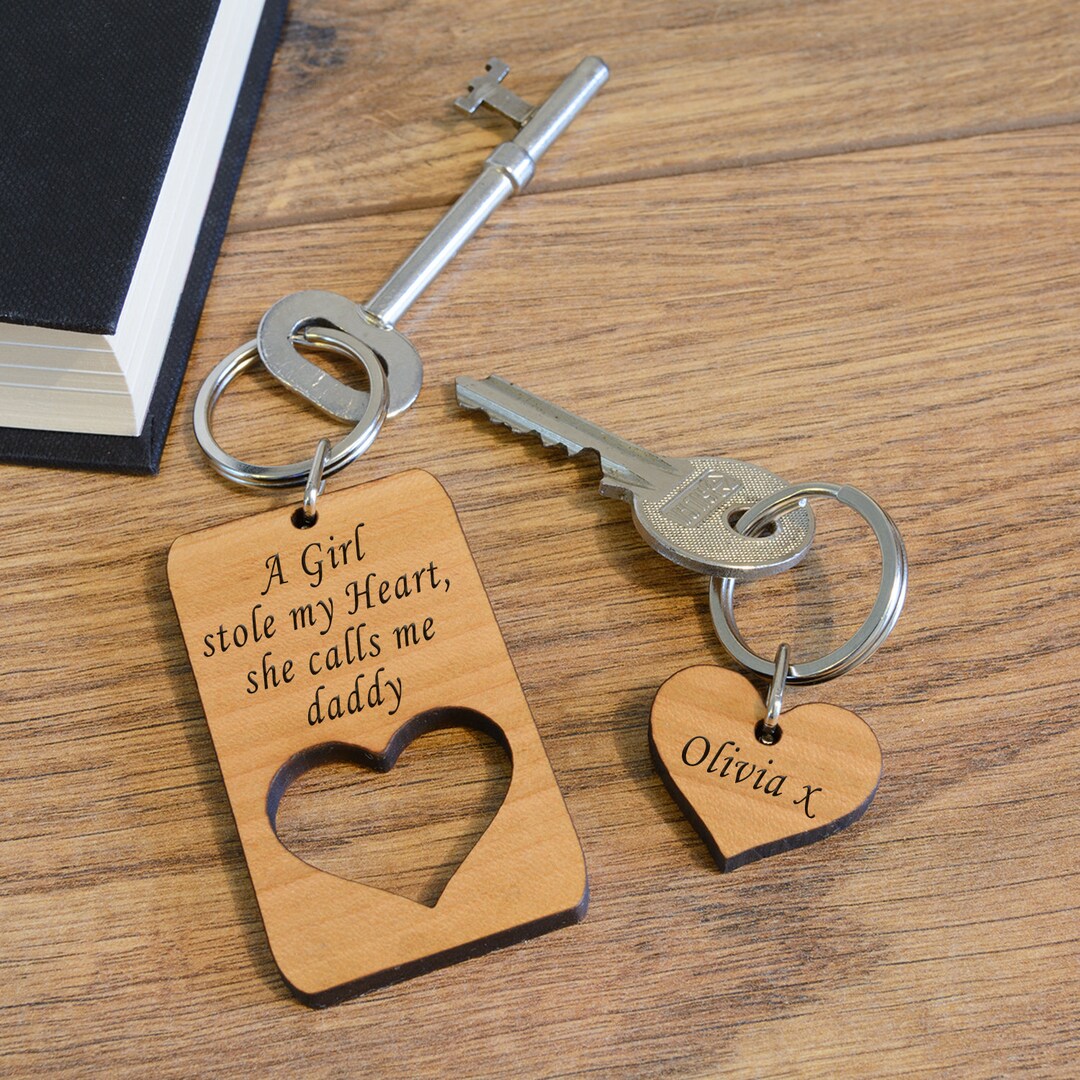 Daddy Key Ring a Girl Stole My Heart Personalised Name Etsy UK