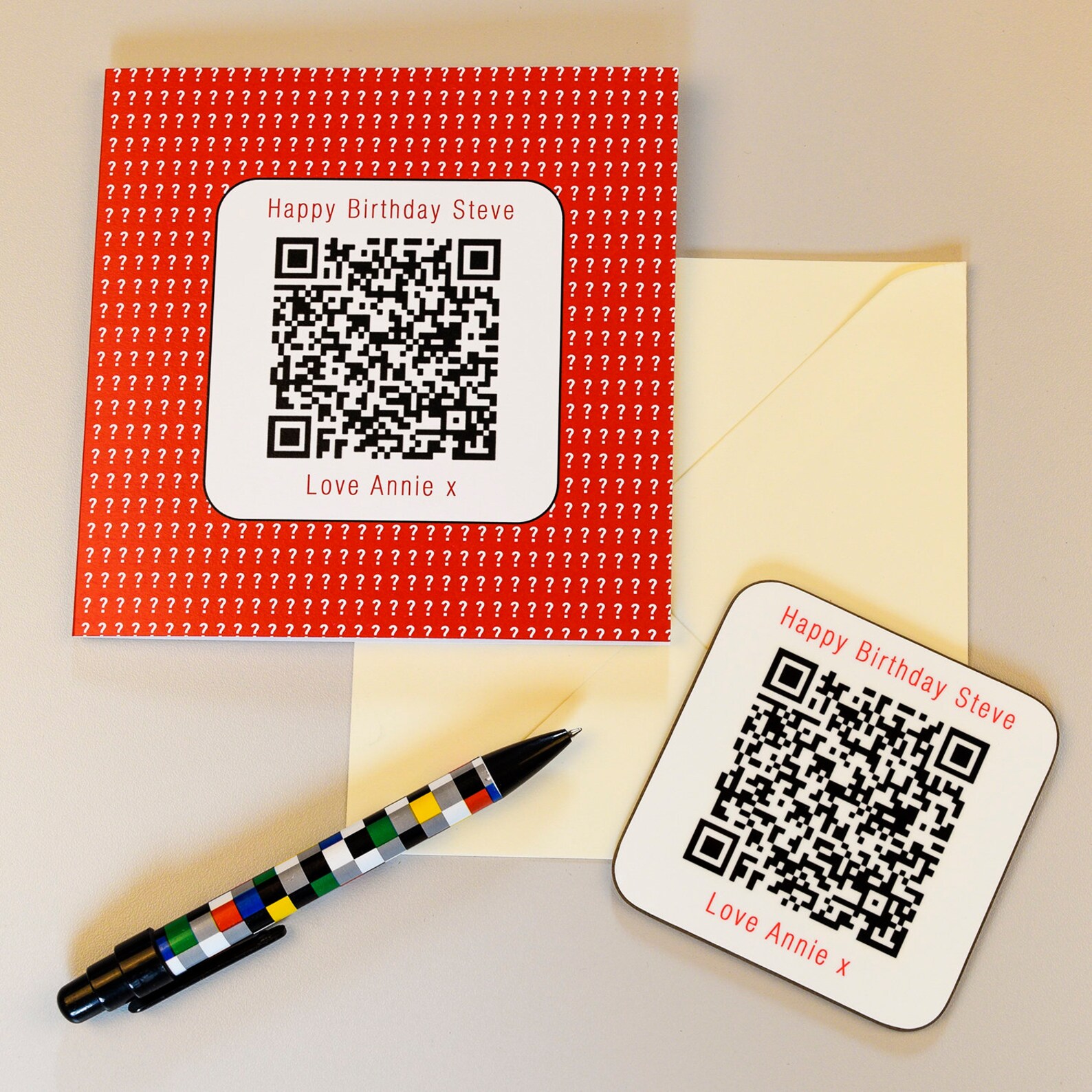 Greetings Card & Coaster Secret QR Code Message Etsy