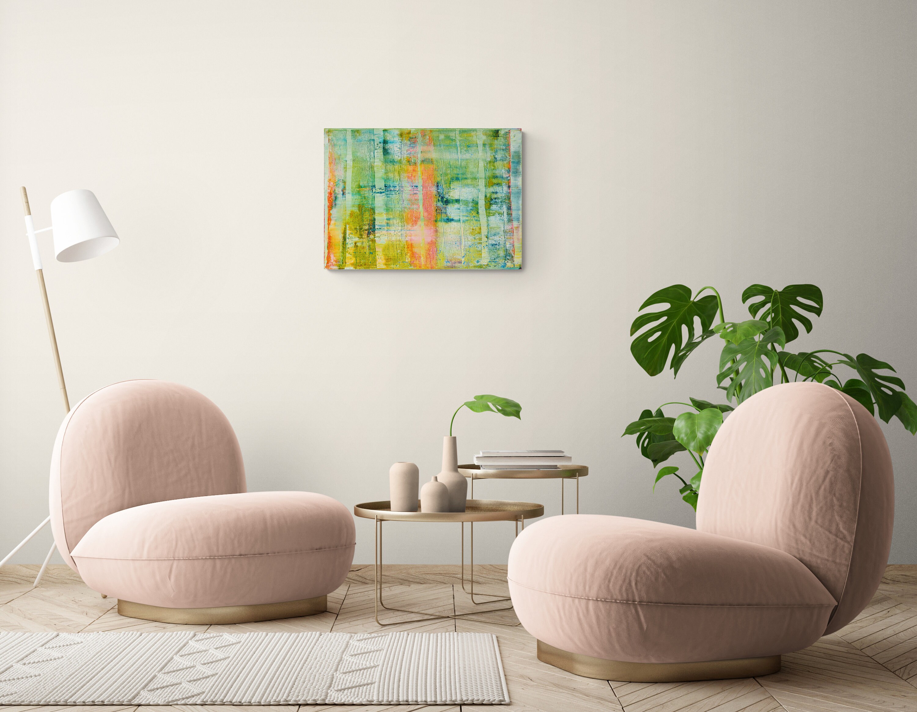 Green Orange Abstract Painting 19.5x27.5 50x70cm Original Etsy UK