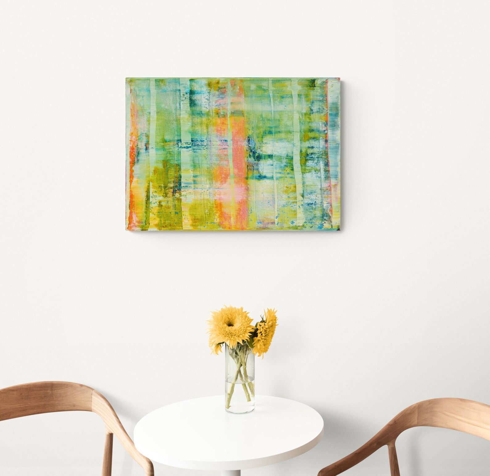 Green Orange Abstract Painting 19.5x27.5 50x70cm Original Etsy UK