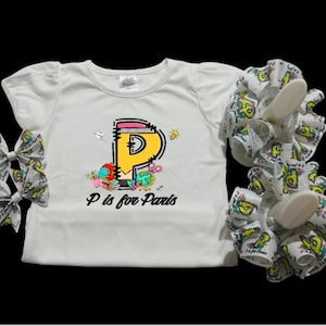 Back to school, Girls socks, Alphabet shirt, monogram, tutu socks, first day of school, ruffles socks, personalized anklet, pencil shirt
