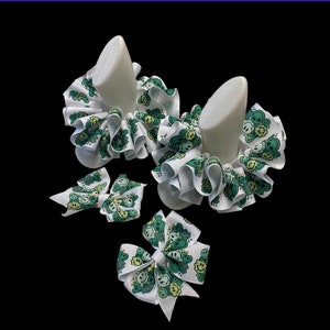 St. Patrick’s Day, Smiley Faces, Shamrocks, ruffle anklets, Girls ruffled ribbon anklets, ruffled tutu socks, tutu socks, ruffles socks,