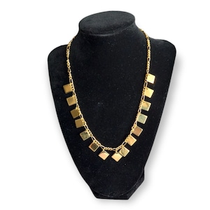 Geometric Square Chain 24k Gold plated Chunky Bib Necklace