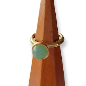 Green Aventurine Crystal Gemstone 24k Gold Plated Proposal Ring