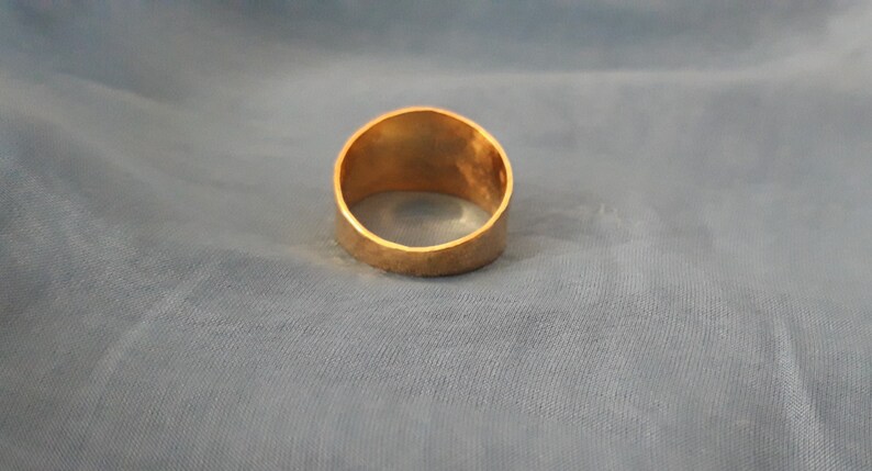 Simple comfort fit band Handmade wide band ring Unisex wedding ring Hammered gold plated ring