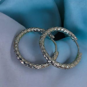 Silver Plated Hammered Hoop Earrings | Small Textured Minimalist Hoops