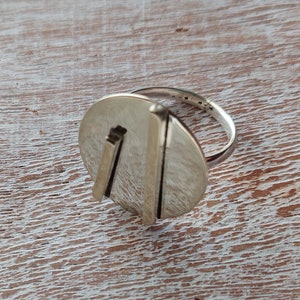 Cocktail Circle Ring with 3D lines made of Alpaca Silver with Unique Geometric Greek Design