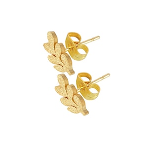 18k Gold Plated Leaf Stud Earrings, Symbolic Nature Jewelry