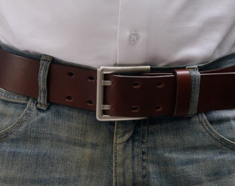 Men's Wide Leather Belt -  1 3/4 inch width,  quality Italian leather and high precision stainless steel belt buckle made in Germany
