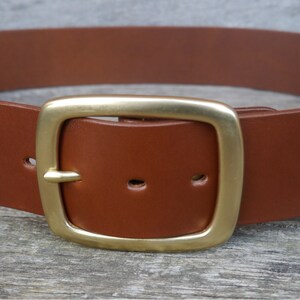 2 Inch Wide Men's Leather Belt, 120g Solid Brass Centre-bar Buckle ...