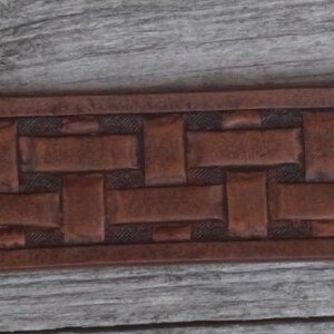 Hand saddle stitched and tooled leather belt Lattice image 5