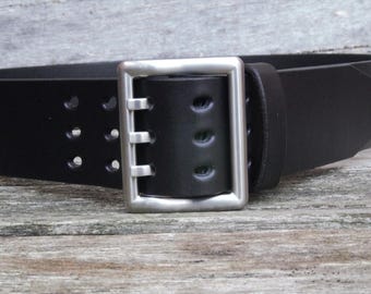 Black Leather Western Belt With Silver Paisley Buckle Size  display picture 1