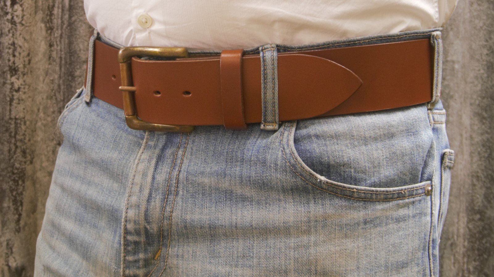 Men's 2 Inch Wide Leather Belt, Heavy 95gram Solid Brass Heel Bar ...
