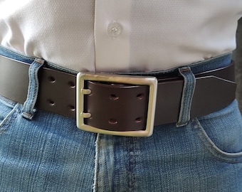 Men's Wide Leather Belt - 1 7/8 inch width, quality Italian leather and high precision, stainless steel centre bar buckle made in Germany