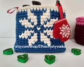 Snowflake handwoven basket, Knitted storage basket, Cotton crochet baskets, knitted tree skirt basket, basket christmas, nursery storage