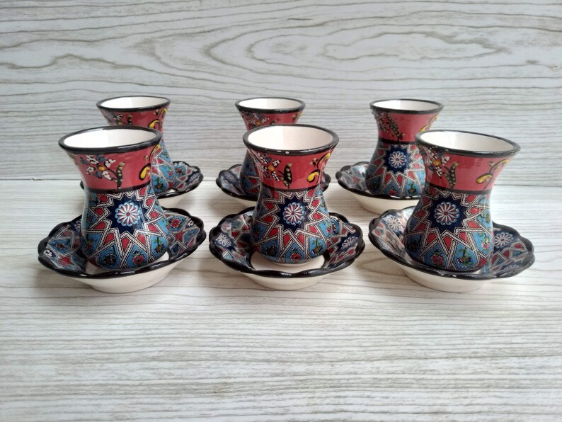 Turkish Tea Cup Set Ceramics Coffee Mug Set Tea Cup Set Etsy