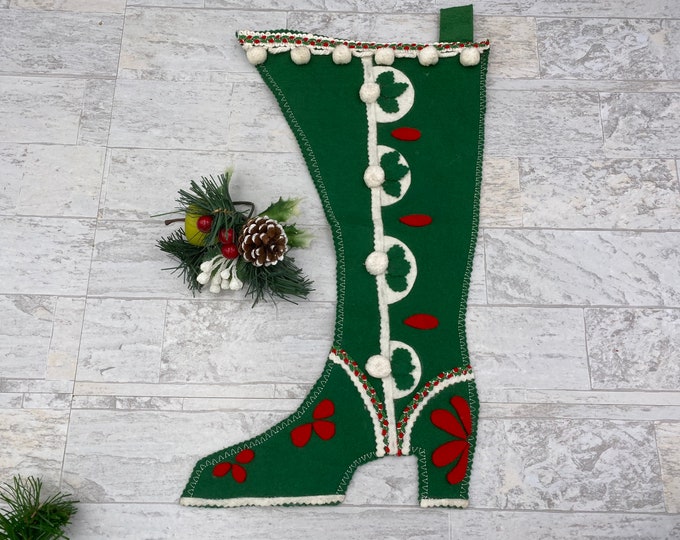 Vintage Handmade Christmas Stocking Boot Granny Chic Etsy